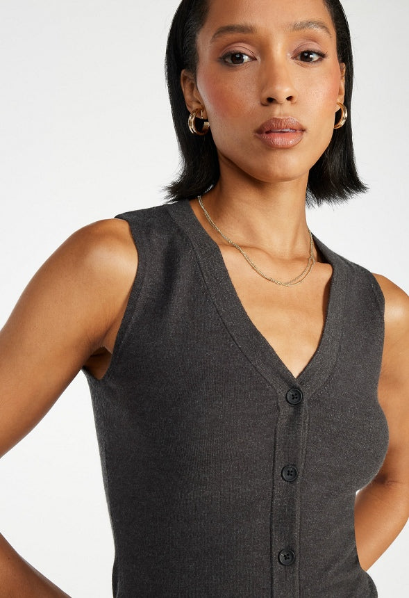 V-Neck Sweater Vest Charcoal Grey