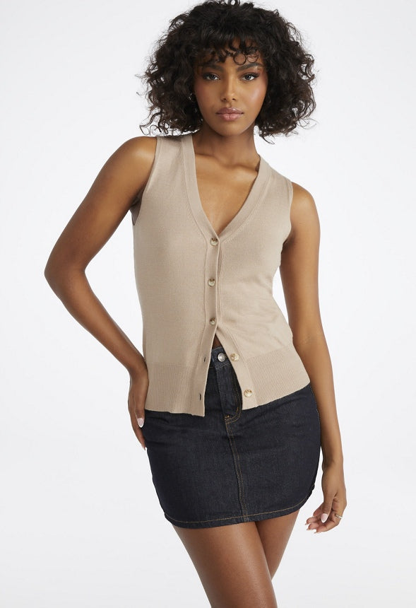V-Neck Sweater Vest Taupe