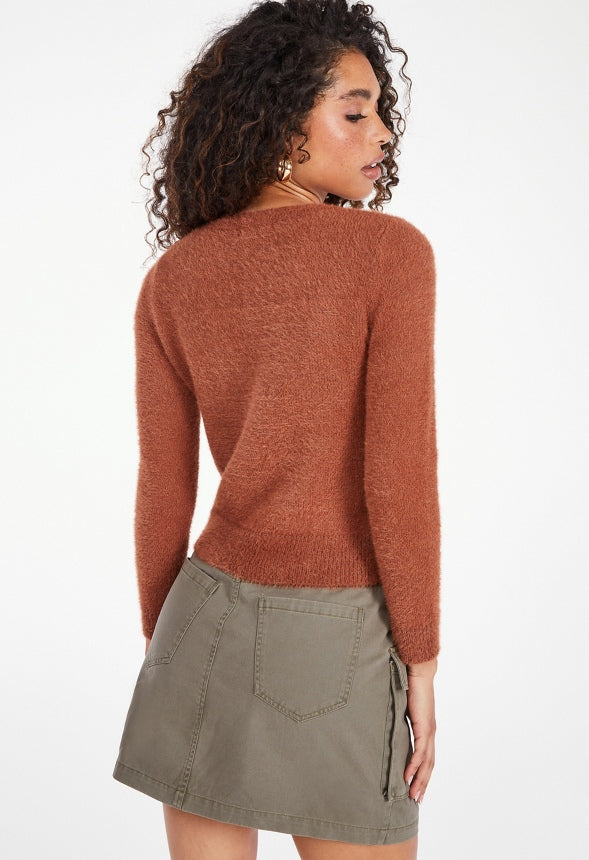 Argyle Cardigan Leather Brown