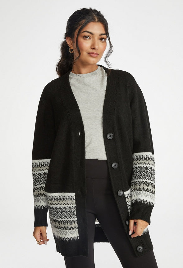 Spacedye Boyfriend Cardigan Black Caviar Multi
