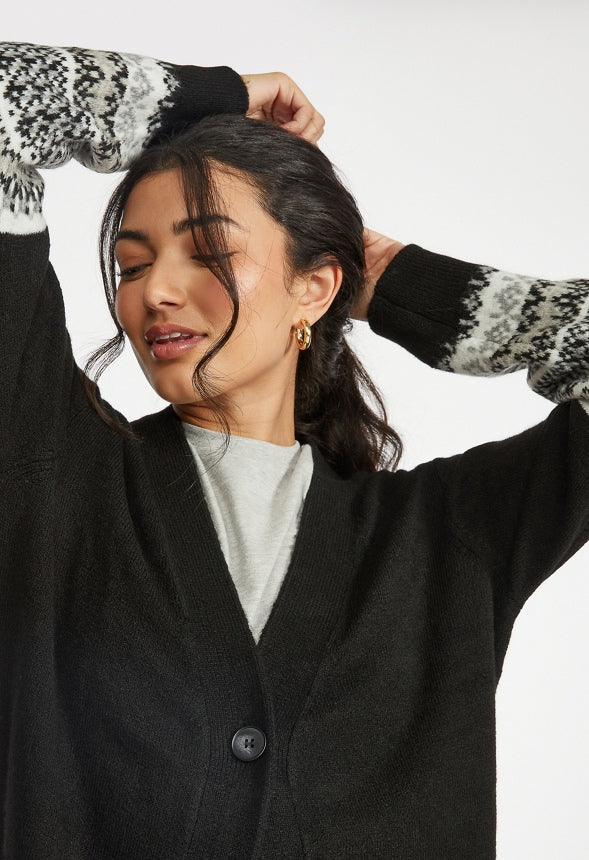 Spacedye Boyfriend Cardigan Black Caviar Multi