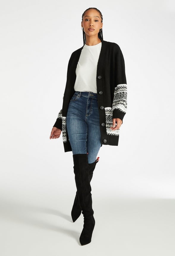 Spacedye Boyfriend Cardigan Black Caviar Multi