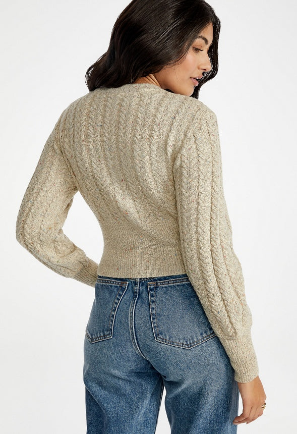 Slim Cable Cardigan Bone