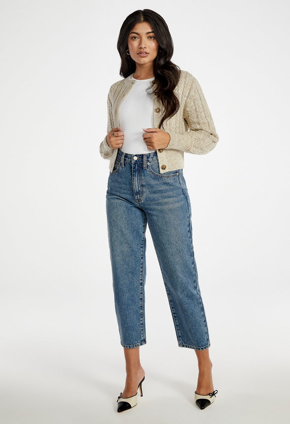 Slim Cable Cardigan Bone