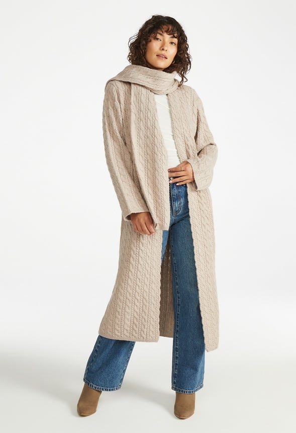 Cozy Scarf Cardigan Rose Smoke