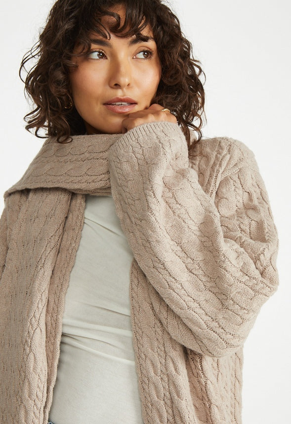 Cozy Scarf Cardigan Rose Smoke
