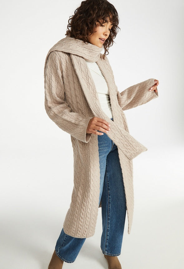 Cozy Scarf Cardigan Rose Smoke