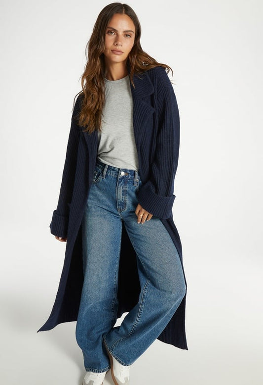 Open Knit Duster Ombre Blue