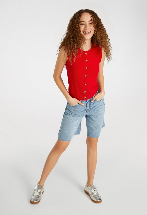 Fine Knit Vest Salsa Red