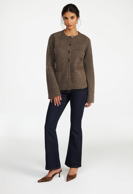 Hourglass Cardigan Dark Melange Brown
