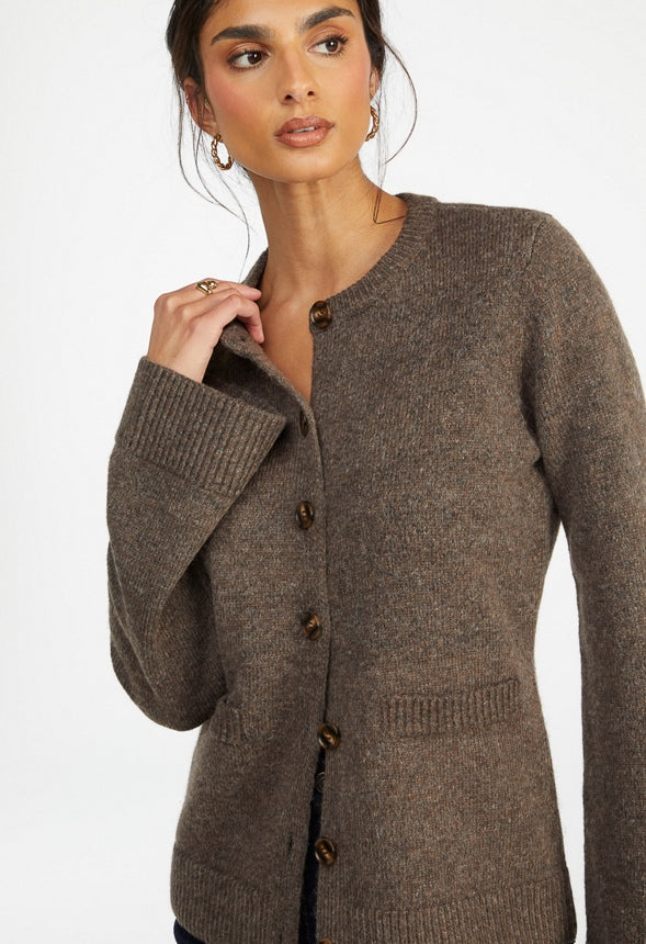 Hourglass Cardigan Dark Melange Brown