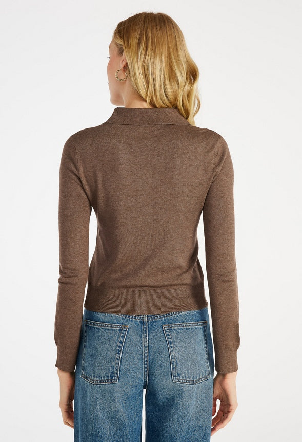 Tissue Polo Cardigan Cappuccino