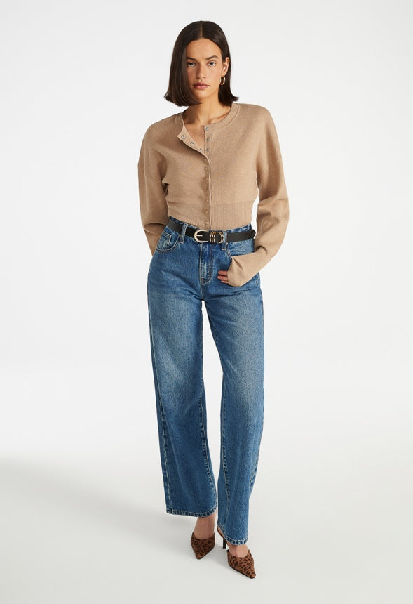 Cinched Waist Cardigan Taupe Heather