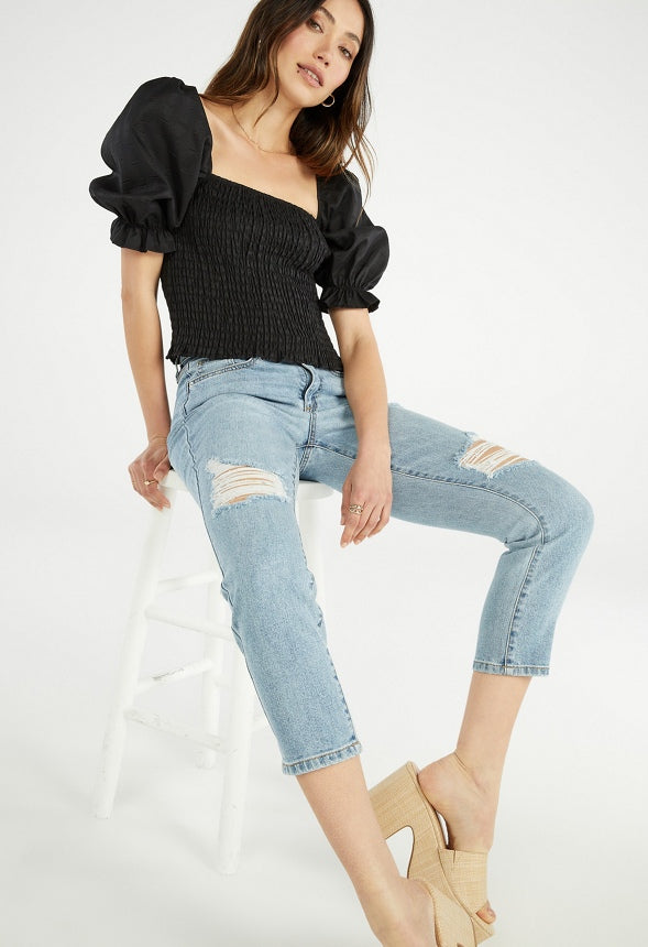 Charlie High Rise Slim Cropped Jeans Cove
