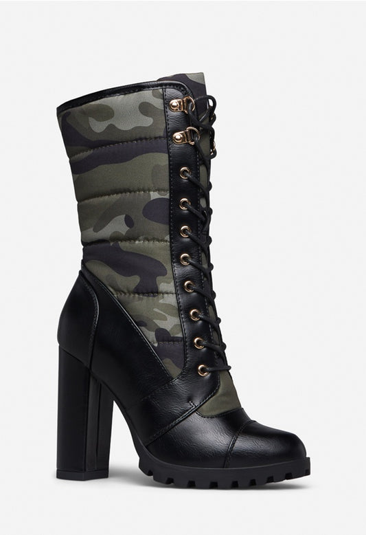 VIANELA BLOCK HEEL BOOT Camo