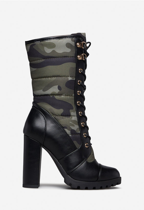 VIANELA BLOCK HEEL BOOT Camo