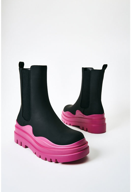 Polly Rain Boot Black/ Pink