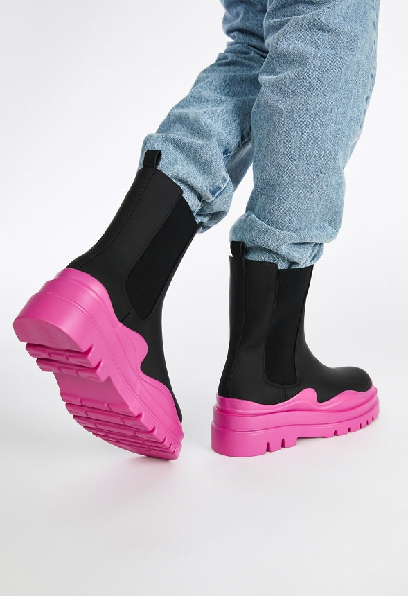 Polly Rain Boot Black/ Pink