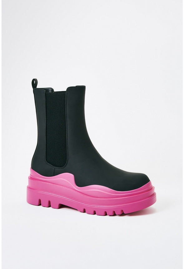 Polly Rain Boot Black/ Pink