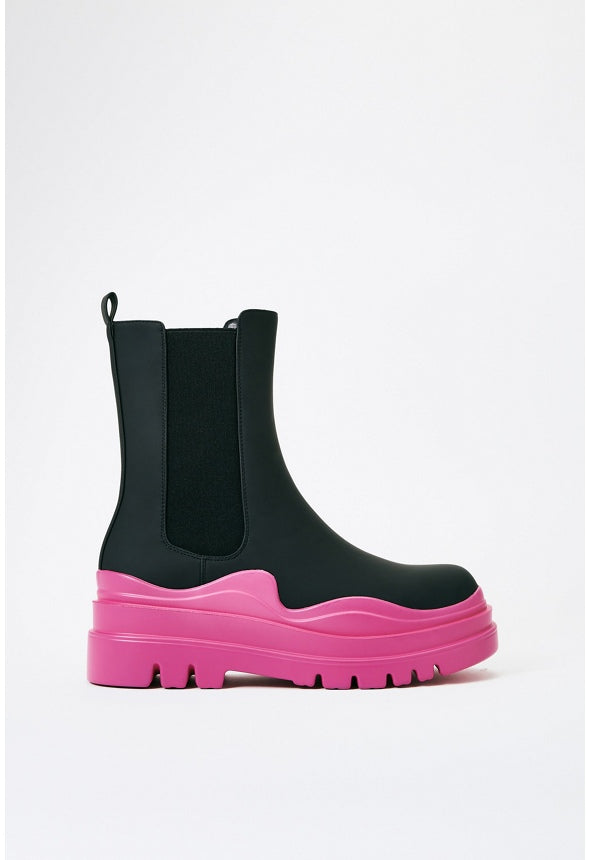 Polly Rain Boot Black/ Pink