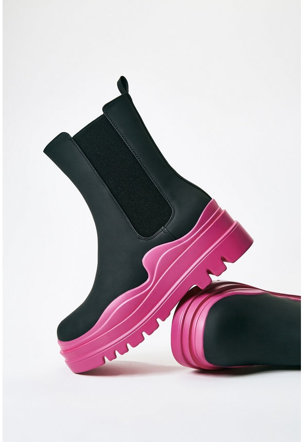 Polly Rain Boot Black/ Pink