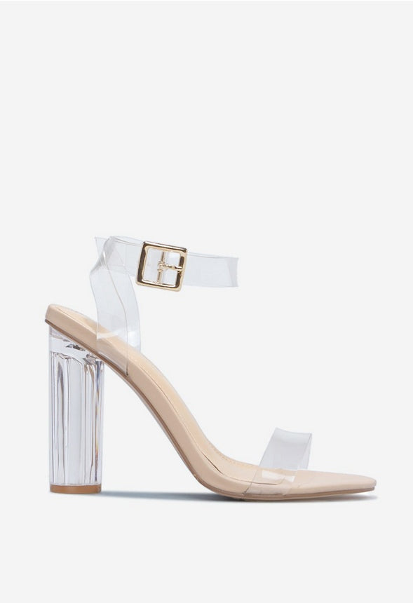 Hanna Transparent Heeled Sandal Beige