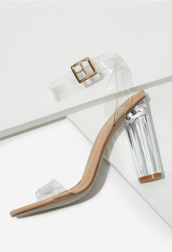 Hanna Transparent Heeled Sandal Beige