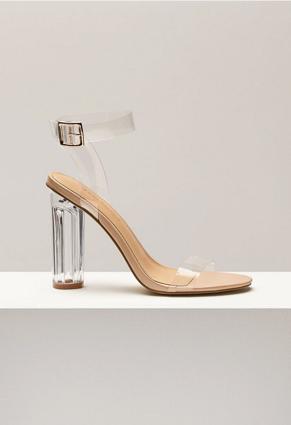 Hanna Transparent Heeled Sandal Beige
