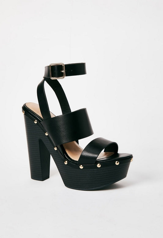 Francisca Heeled Sandal Black Caviar