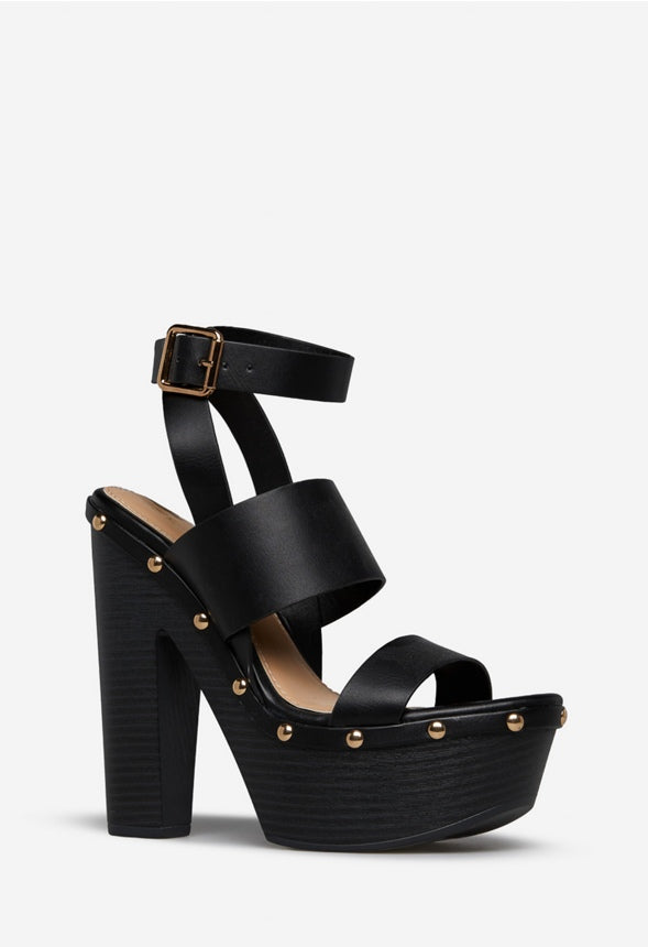 Francisca Heeled Sandal Black Caviar