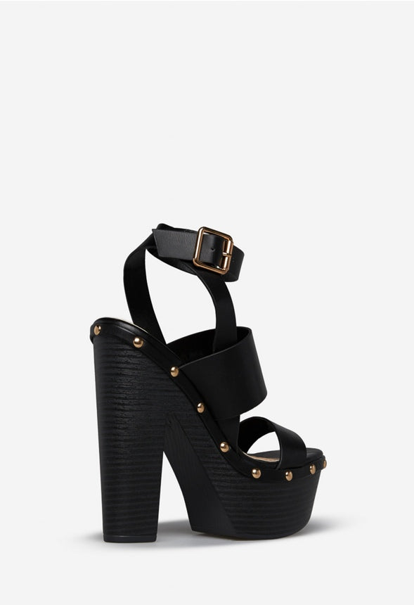 Francisca Heeled Sandal Black Caviar
