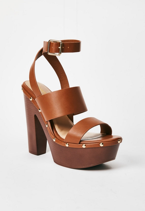 Francisca Heeled Sandal Leather Brown