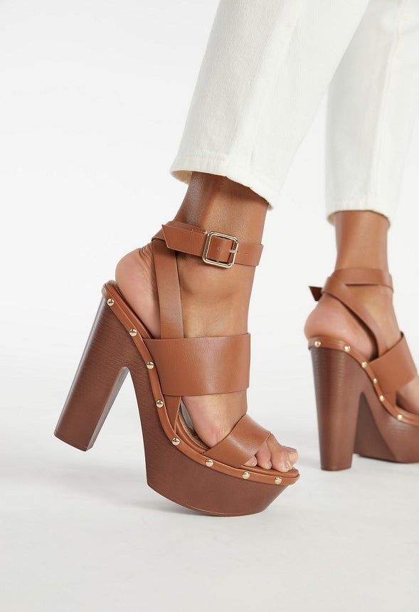 Francisca Heeled Sandal Leather Brown