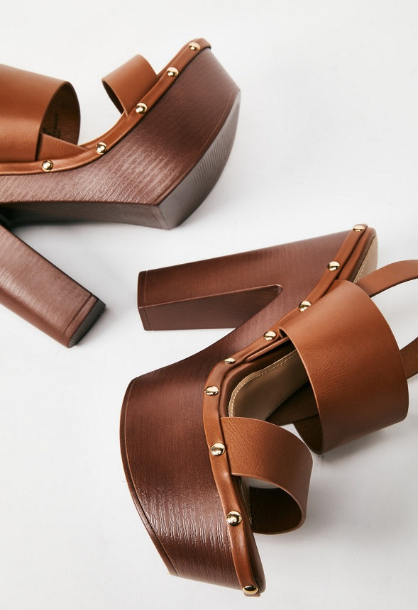 Francisca Heeled Sandal Leather Brown