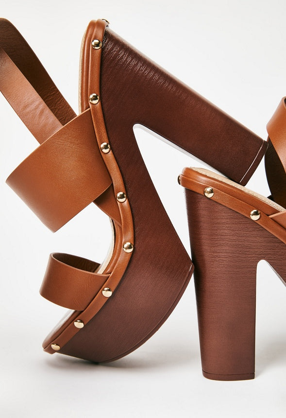 Francisca Heeled Sandal Leather Brown