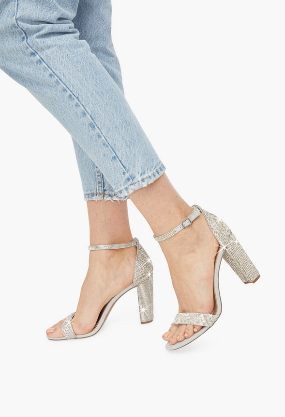 Lorelai Block Heeled Sandal Rhinestone