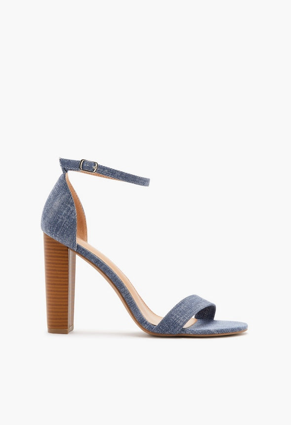 Lorelai Block Heeled Sandal Recycled Chambray