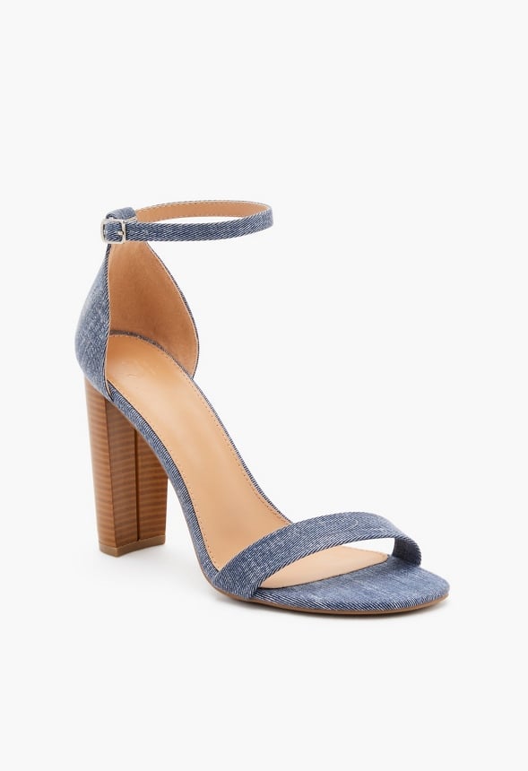Lorelai Block Heeled Sandal Recycled Chambray