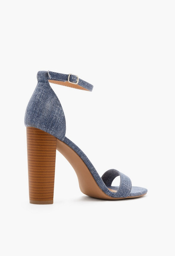Lorelai Block Heeled Sandal Recycled Chambray