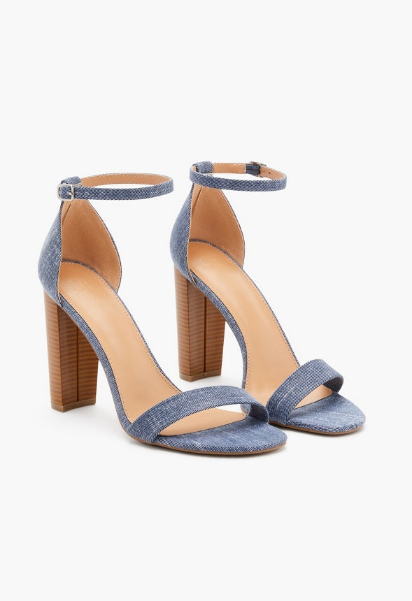Lorelai Block Heeled Sandal Recycled Chambray