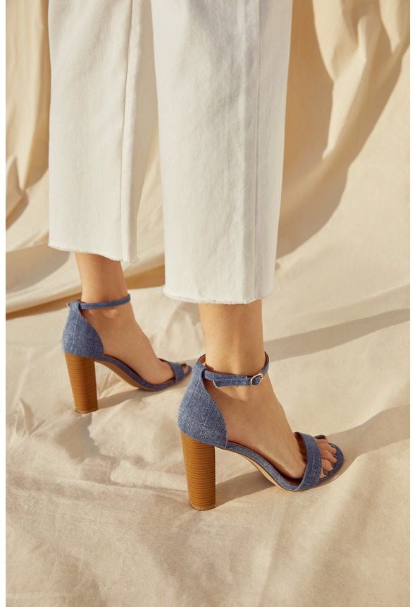 Lorelai Block Heeled Sandal Recycled Chambray