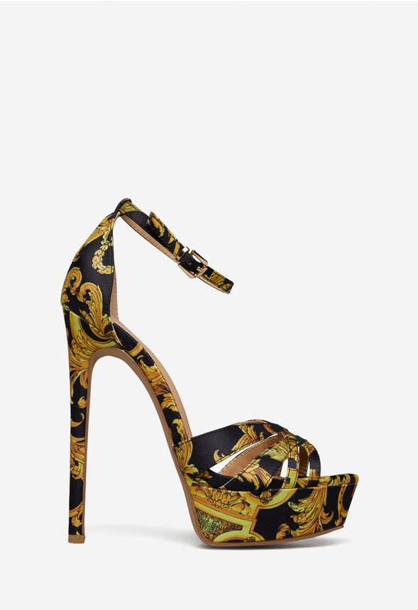 TYRONICA HEELED SANDAL Miami Print Black