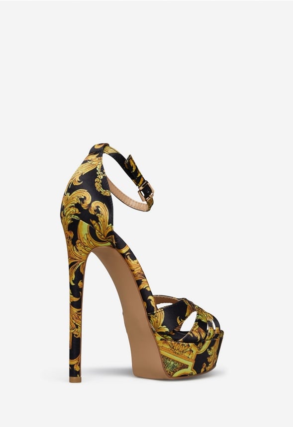 TYRONICA HEELED SANDAL Miami Print Black