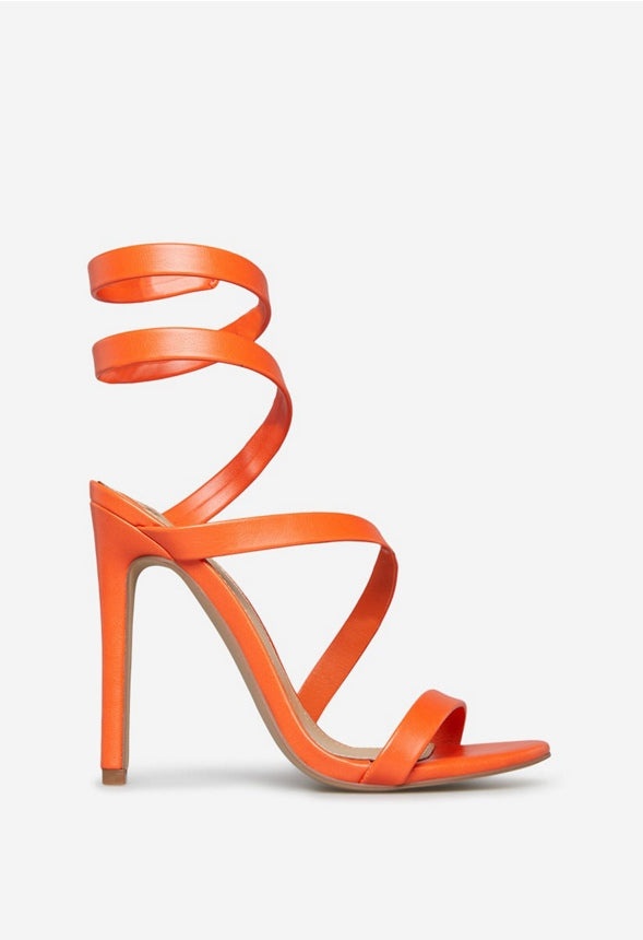 RONJA STRAPPY HEELED SANDAL Vermillion Orange