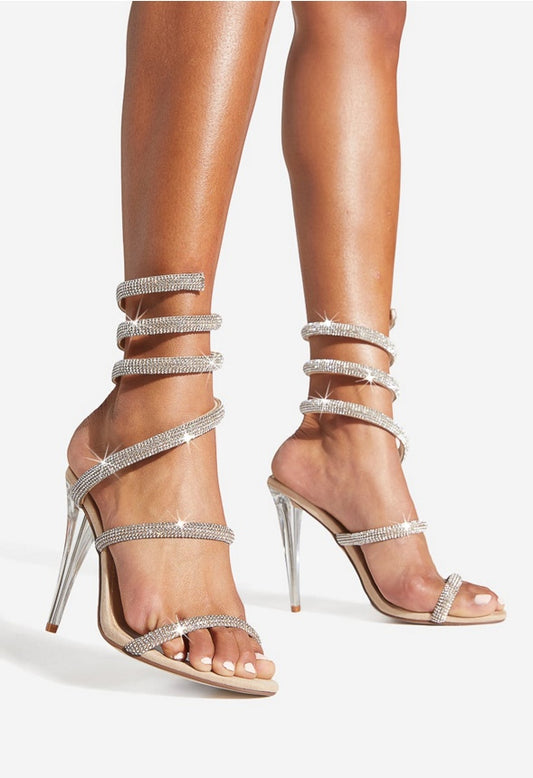 Kenzy Spiral Heeled Sandal Beige