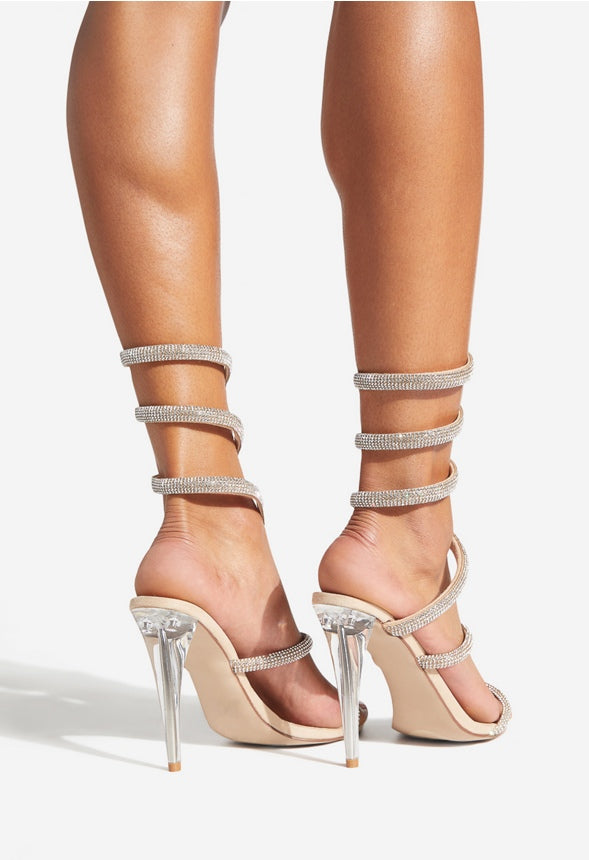 Kenzy Spiral Heeled Sandal Beige