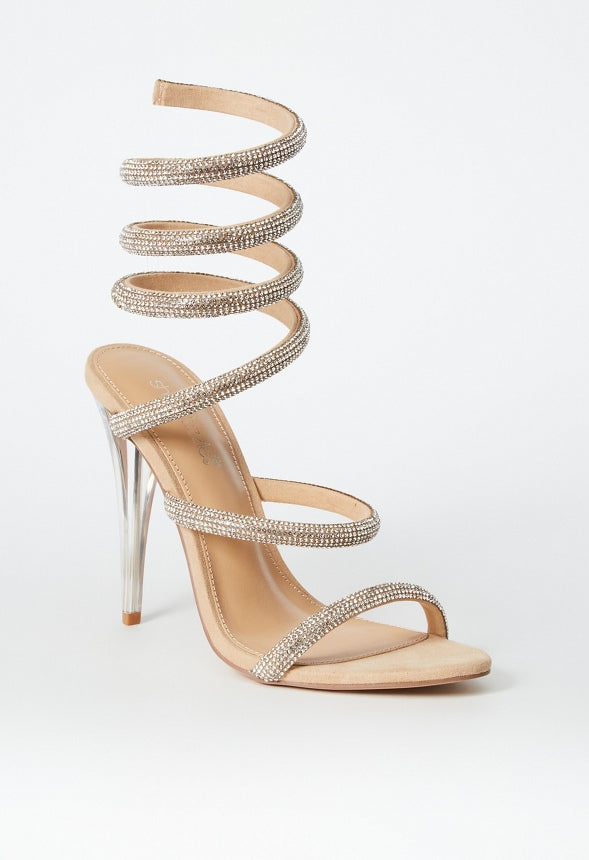 Kenzy Spiral Heeled Sandal Beige