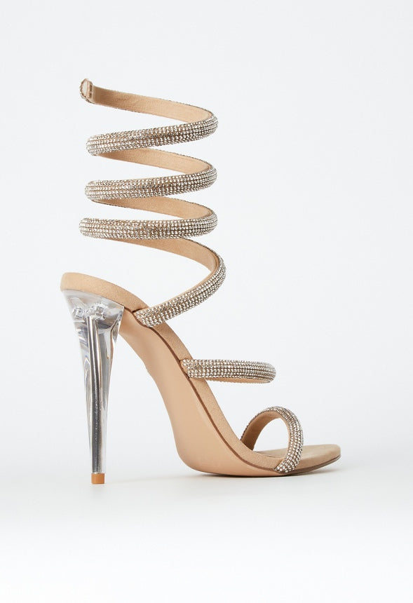 Kenzy Spiral Heeled Sandal Beige