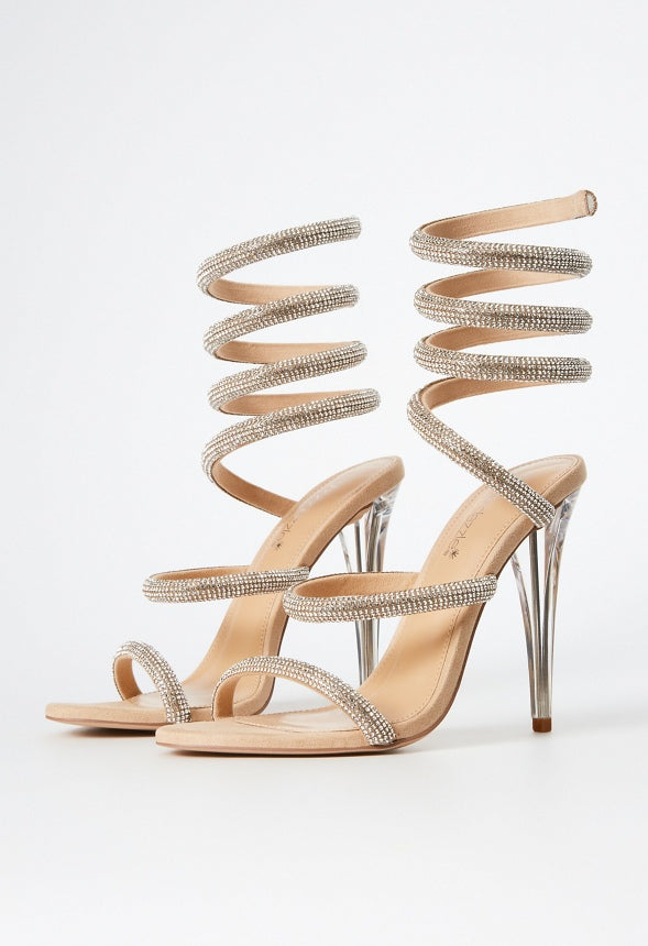 Kenzy Spiral Heeled Sandal Beige