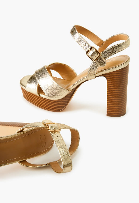 TINA CROSSOVER PLATFORM SANDAL Gold